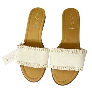 NEW Joie Eidel Ruffled Sandals in Natural Beige Linen Size 9.5 NWT